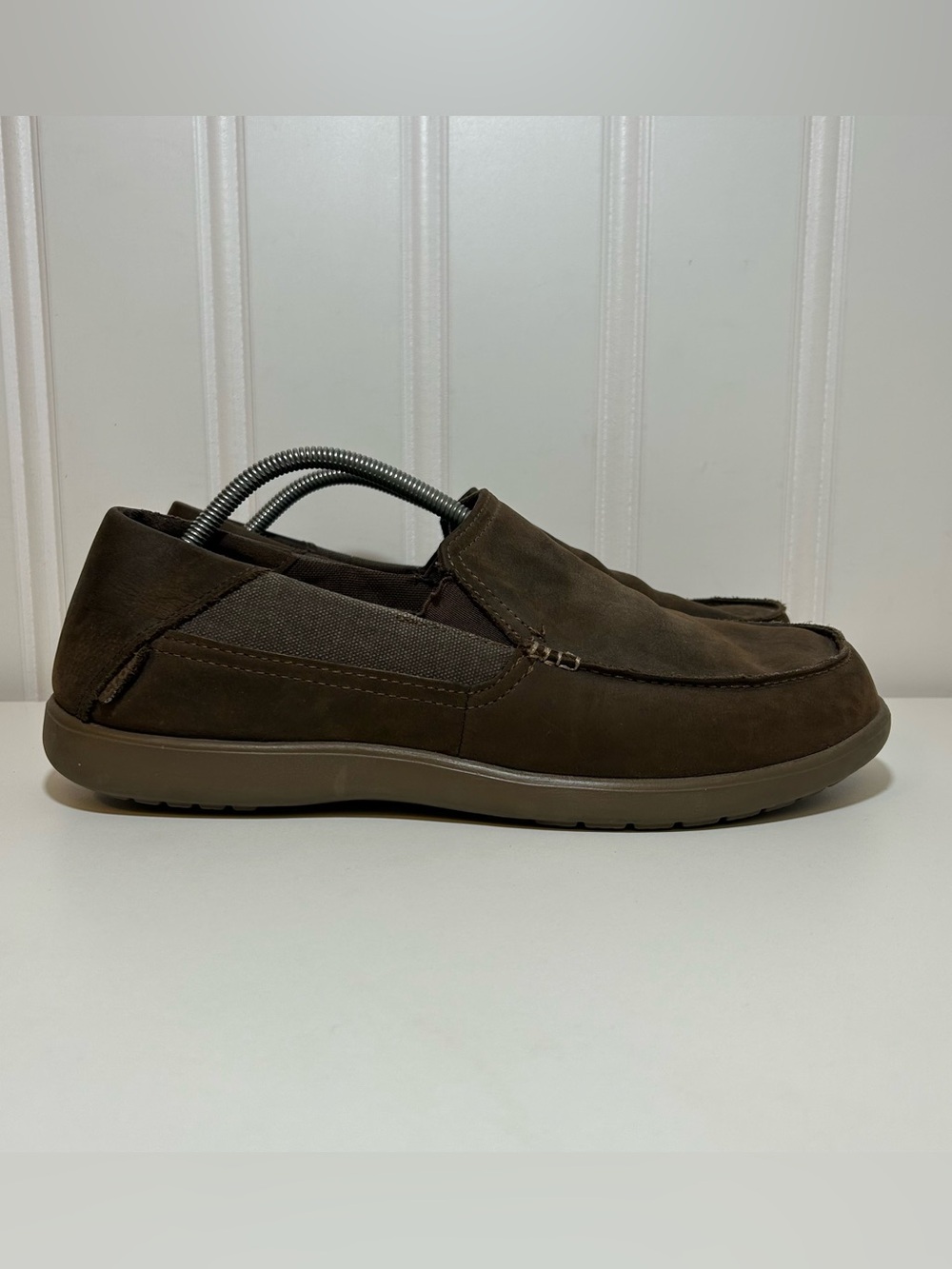 Crocs Santa Cruz Men's Casual Slip-On Loafers in Dark Brown